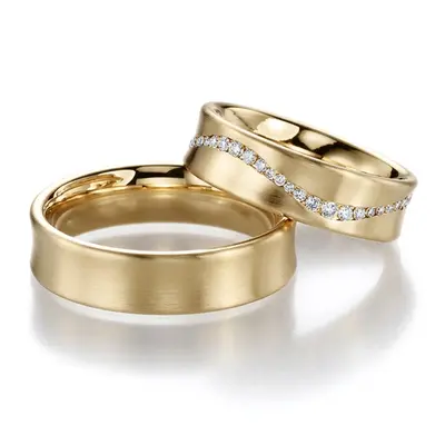 Concave Wave Design Diamond Wedding Ring Set - view 2 of 2