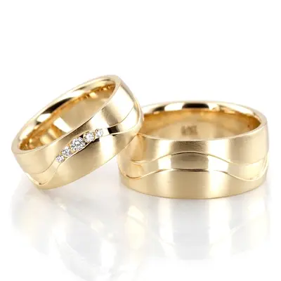 Unique Carved Diamond Wedding Band Set - view 2 of 6