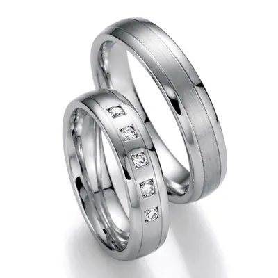 Parallel Carved Diamond Wedding Ring Set - view 2 of 2