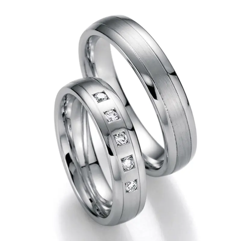 10K Parallel-Carved-Diamond-Wedding-Ring-Set - alternate view 2