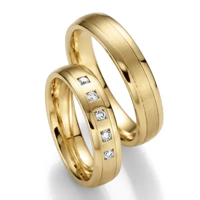 Parallel Carved Diamond Wedding Ring Set - view 1 of 2