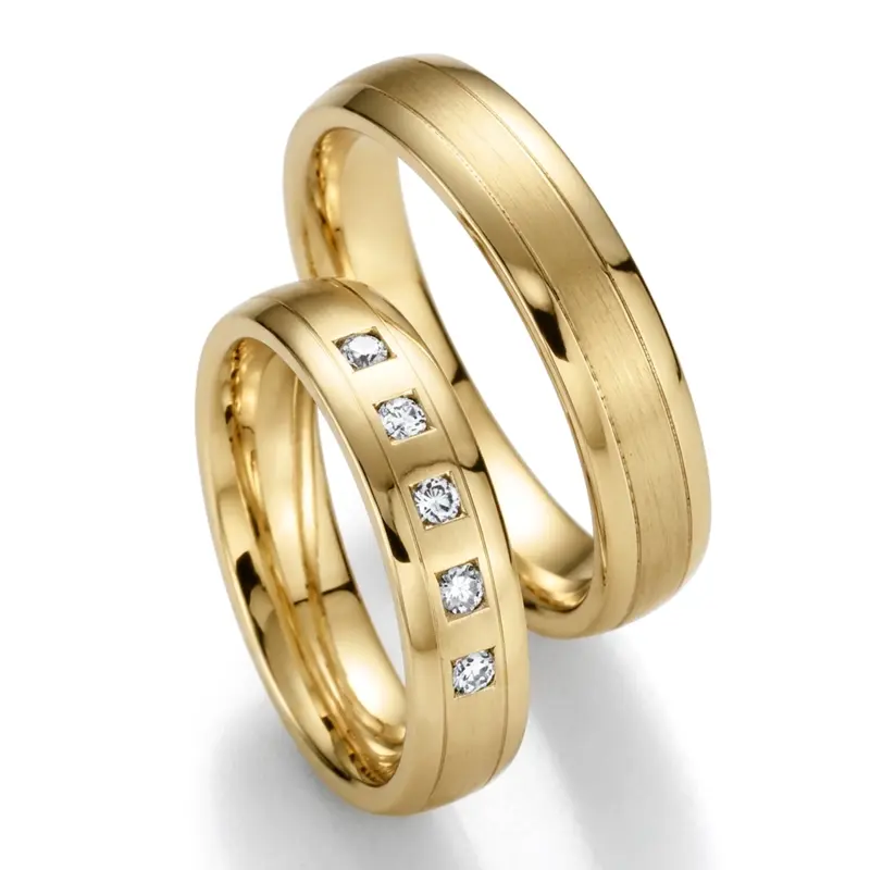 10K Parallel-Carved-Diamond-Wedding-Ring-Set - main view