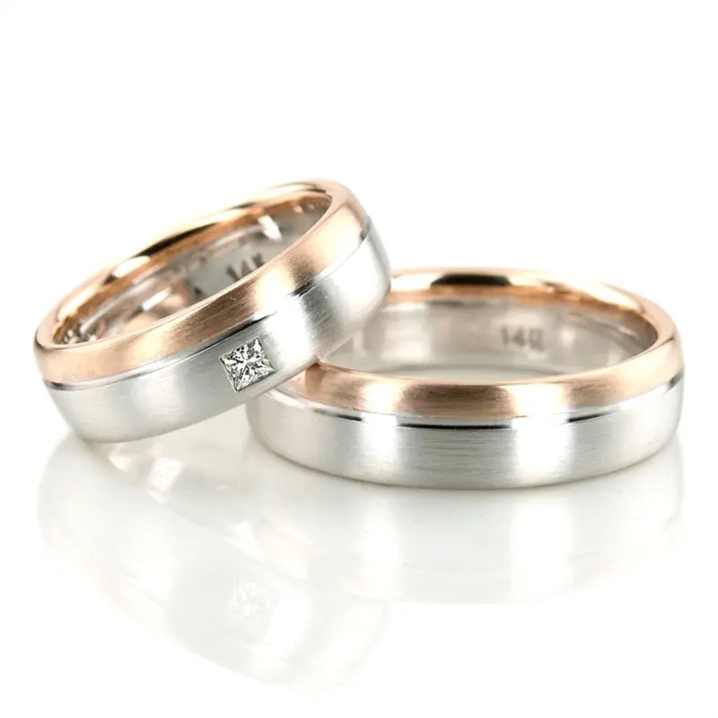 14K Perfect-Pair-Diamond-Wedding-Band-Set - main view