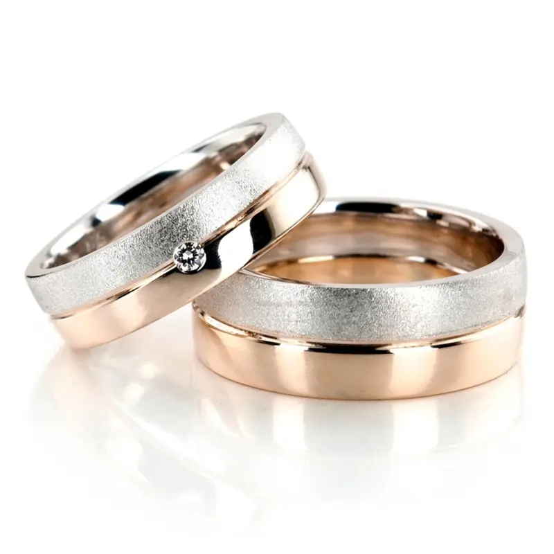 14K Elegant-Two-Tone-Wedding-Band-Set - alternate view 2