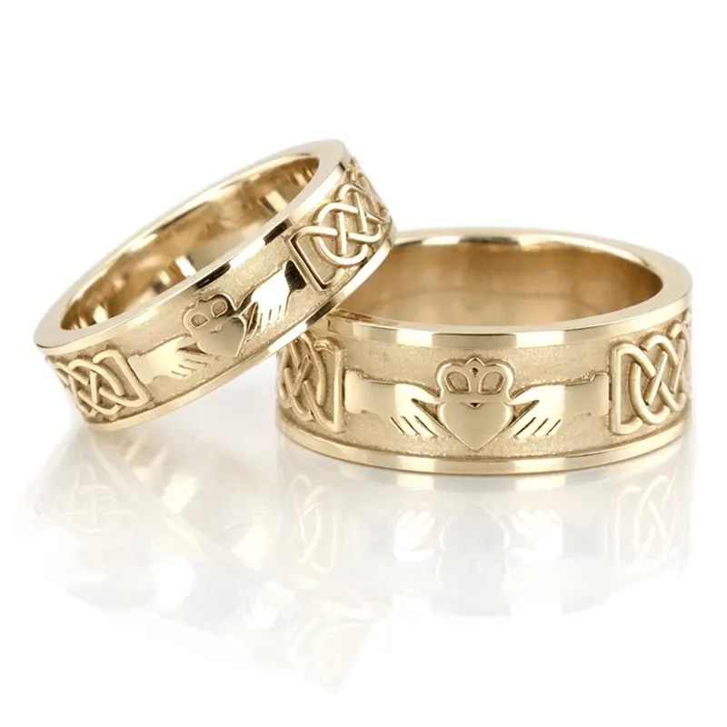 10K Claddagh-Celtic-Wedding-Band-Set - alternate view 2
