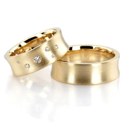 Scattered Concave Diamond Wedding Band Set - view 2 of 6