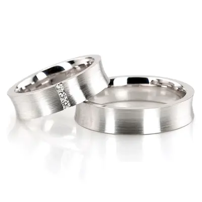 Concave Three Row Diamond Wedding Band - view 1 of 4