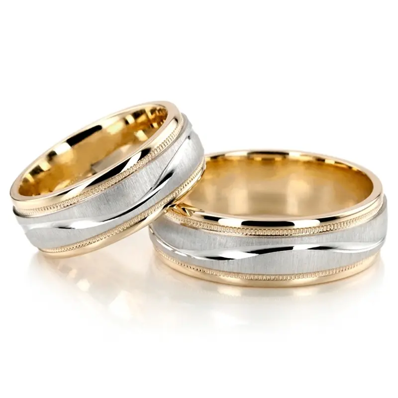 10K two-tone-wedding-band-set - main view