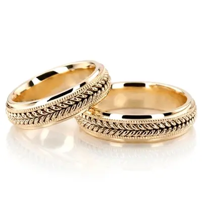 Double-braided Milgrain Hand Woven Wedding Ring Set - view 3 of 3