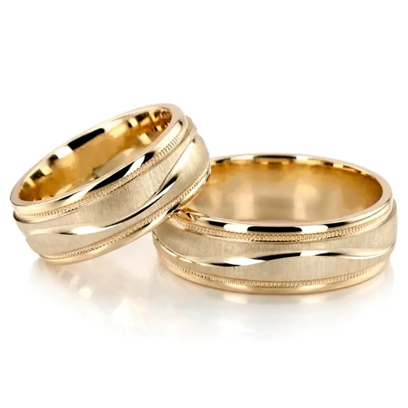 10K two-tone-wedding-band-set - alternate view 2
