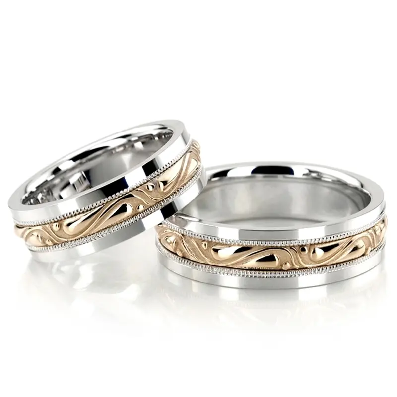 10K hand-made-celtic-wedding-band-set - main view