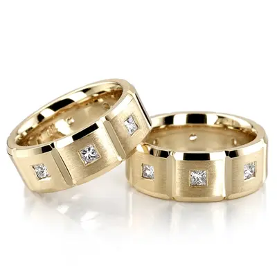 Rectangular Cut Diamond Wedding Band Set - view 2 of 4
