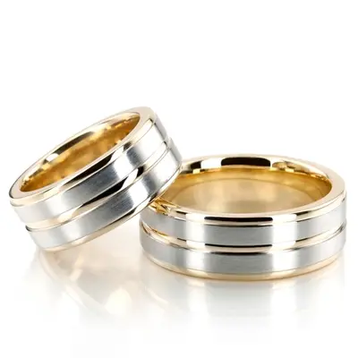 Elegant Parallel Cut Diamond Cut Wedding Ring Set - view 1 of 4
