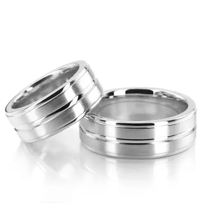 Elegant Parallel Cut Diamond Cut Wedding Ring Set - view 2 of 4