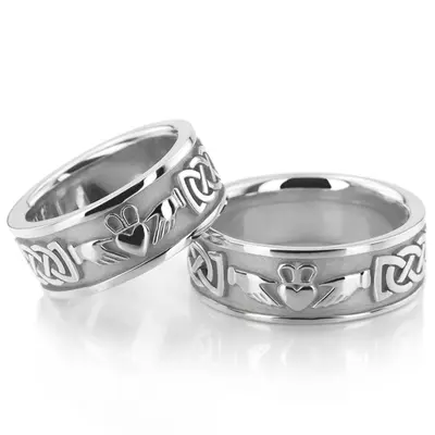 Claddagh Celtic Knot Irish Wedding Bands Set - view 2 of 3