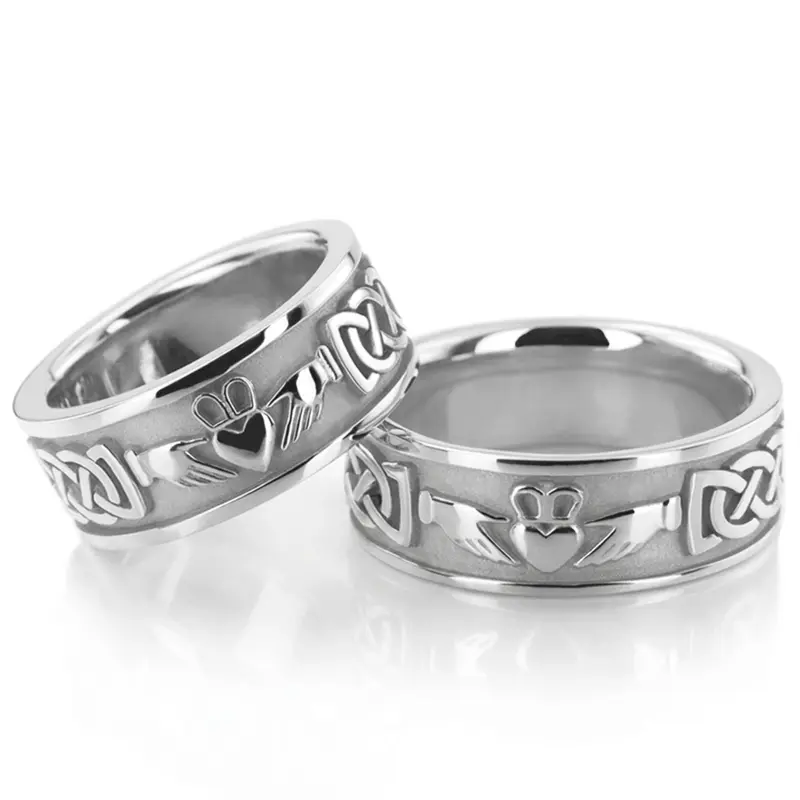 10K Claddagh-Celtic-Knot-Wedding-Ring-Set - alternate view 2