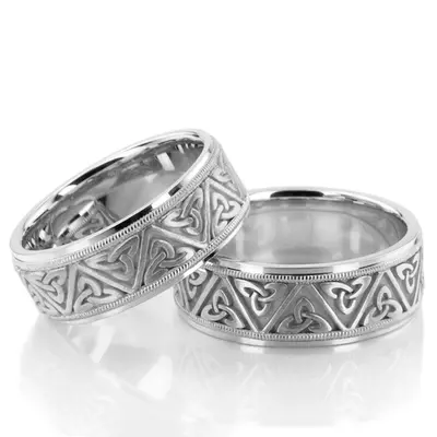 Celtic Triquetra Handcrafted Wedding Band Set - view 1 of 4