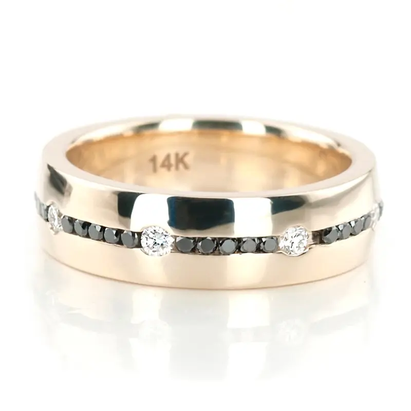 14K Black-White-Diamond-Wedding-Band-Set - alternate view 3