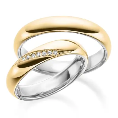 Modern Two Tone Dome Comfort Fit Diamond Wedding Band - view 6 of 6