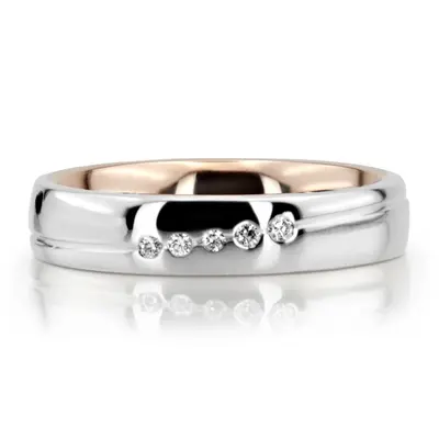 Modern Two Tone Wedding Band Set - view 4 of 6
