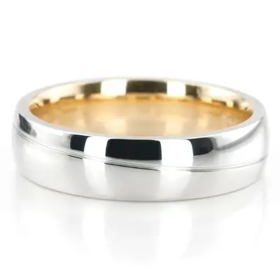 Modern Two Tone Wedding Band Set - view 5 of 6