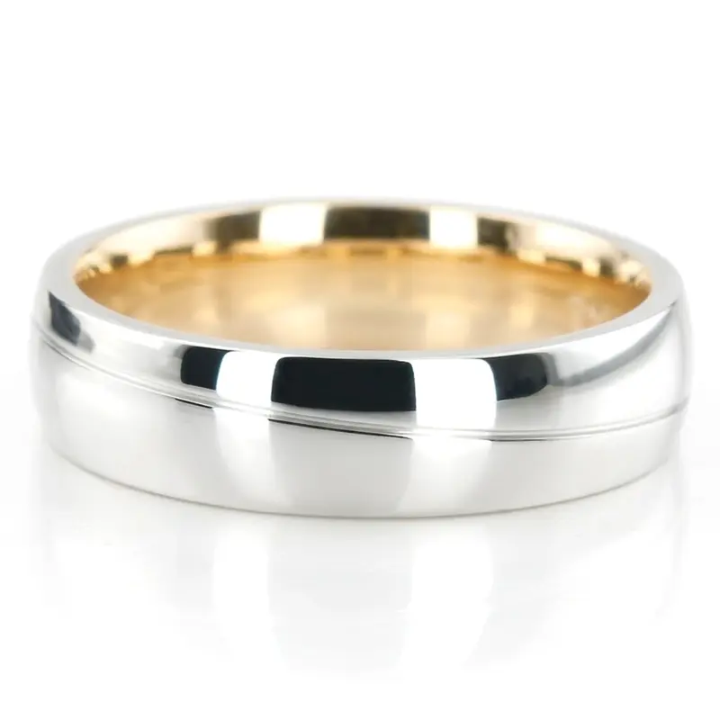 10K modern-twotone-his-and-her-wedding-band-set - alternate view 5