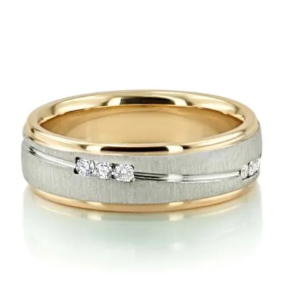 Two Tone Wave Design Diamond Wedding Bands Sets - view 8 of 11