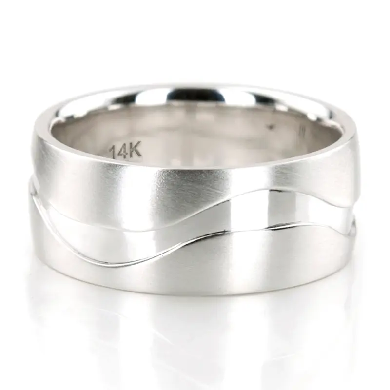 18K Unique-Carved-Diamond-Wedding-Band-Set - alternate view 4