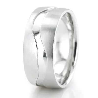 Unique Carved Diamond Wedding Band Set - view 3 of 6