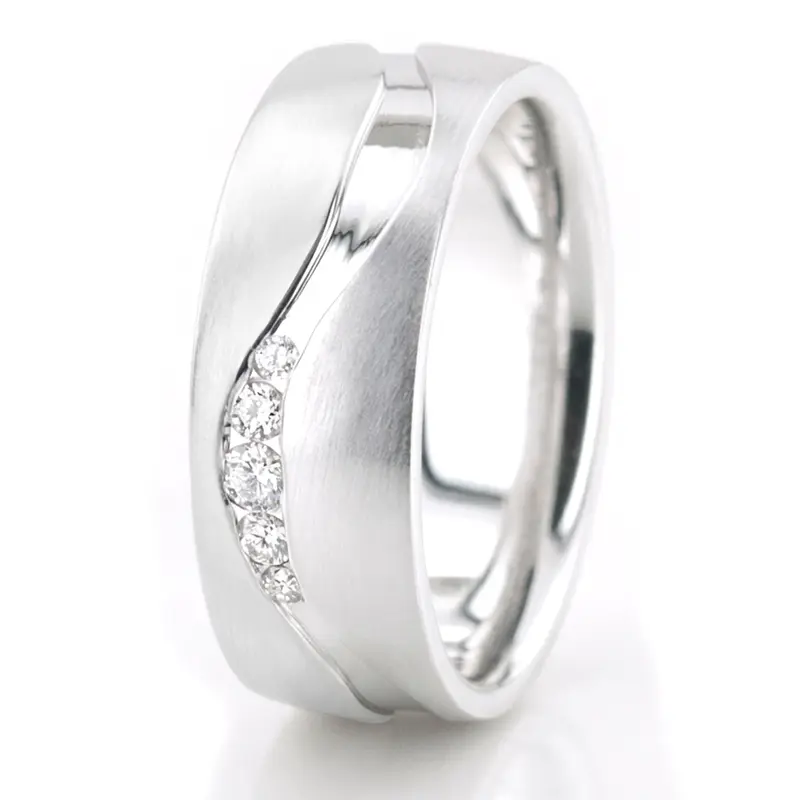 18K Unique-Carved-Diamond-Wedding-Band-Set - alternate view 5