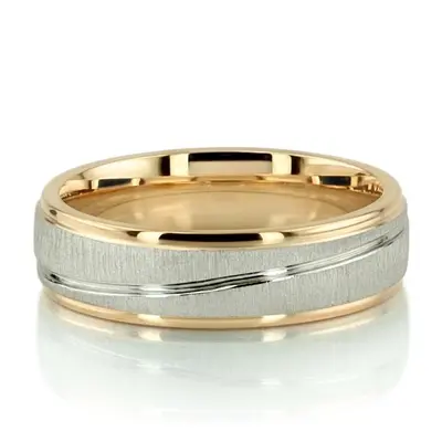 Two Tone Wave Design Diamond Wedding Bands Sets - view 9 of 11