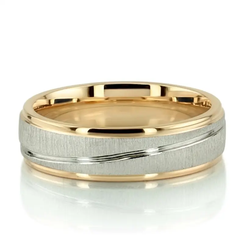 plat Two-Tone-Wave-Design-Diamond-Wedding-Band-Set - alternate view 9