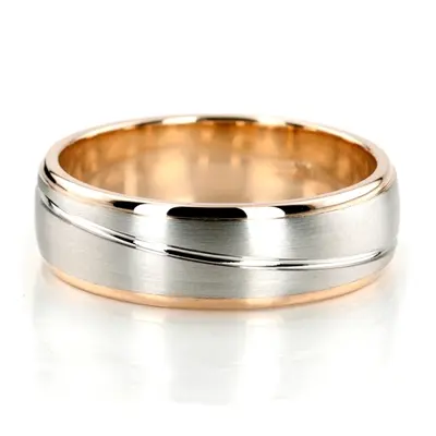 Two Tone Wave Design Diamond Wedding Bands Sets - view 6 of 11