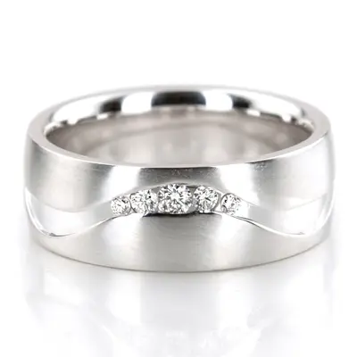Unique Carved Diamond Wedding Band Set - view 6 of 6