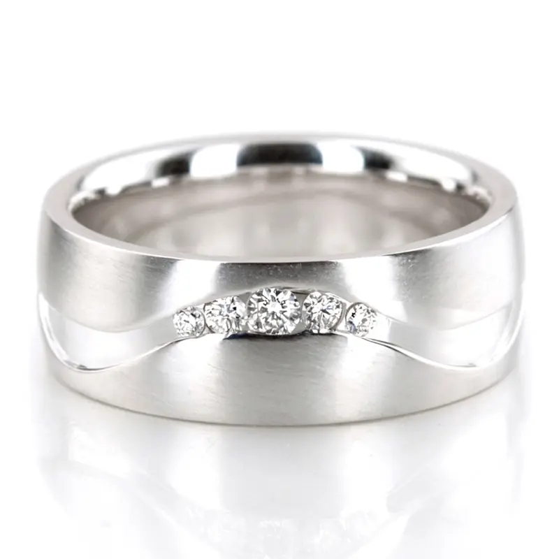 18K Unique-Carved-Diamond-Wedding-Band-Set - alternate view 6