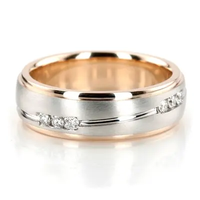 Two Tone Wave Design Diamond Wedding Bands Sets - view 7 of 11