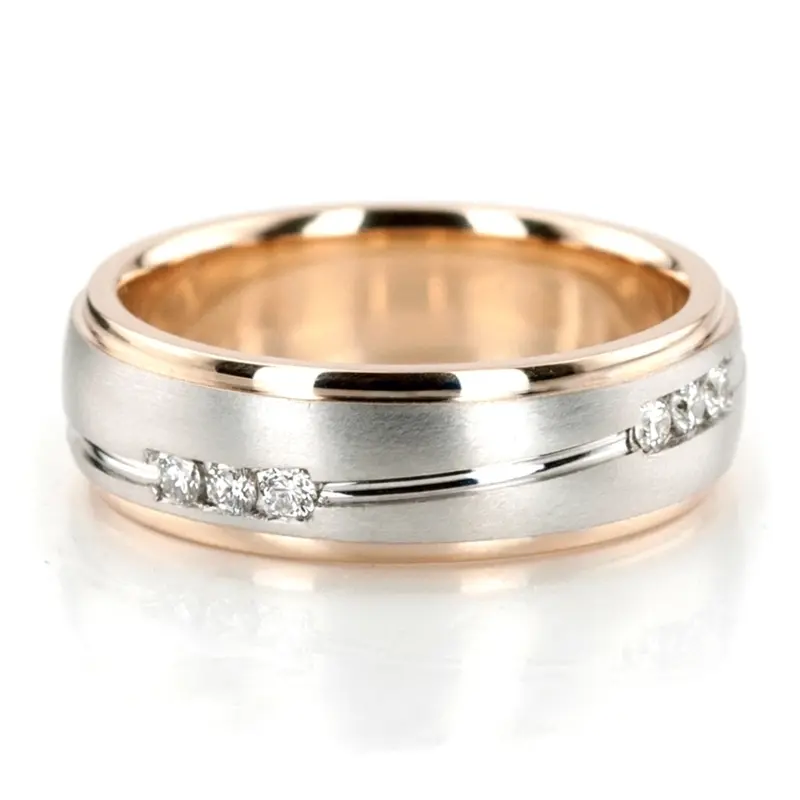 plat Two-Tone-Wave-Design-Diamond-Wedding-Band-Set - alternate view 7