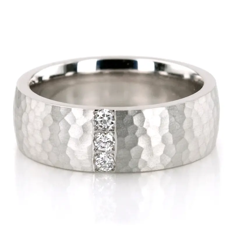 10K Hammered-Channel-Diamond-Wedding-Ring-Set - alternate view 3