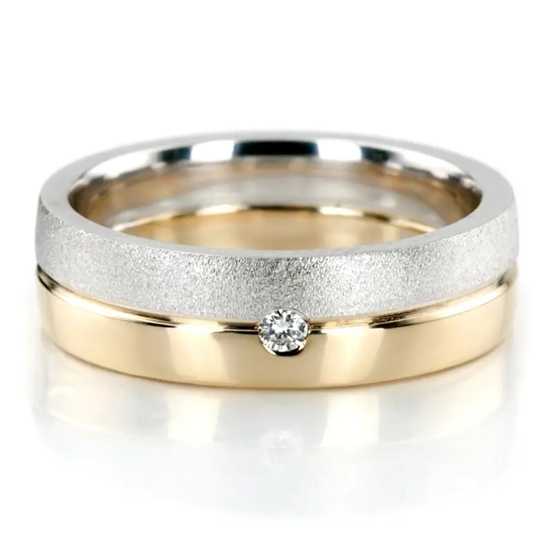 14K Elegant-Two-Tone-Wedding-Band-Set - alternate view 3
