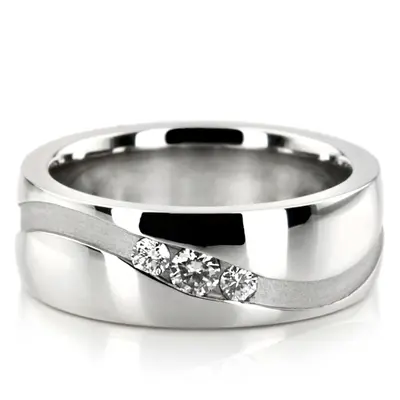 Curved Groove Diamond Wedding Band Set - view 3 of 3