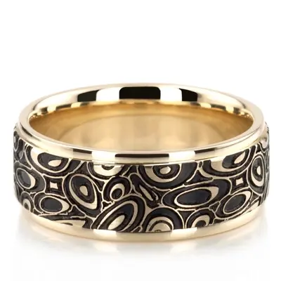 Marbling Pattern Designer Wedding Band Set - view 3 of 3