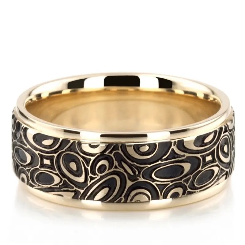 10K Marbling-Pattern-Designer-Wedding-Band-Set - alternate view 3