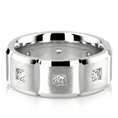 Rectangular Cut Diamond Wedding Band Set - view 4 of 4