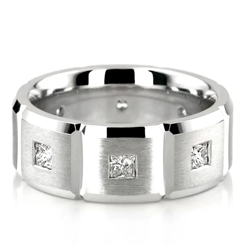 10K Rectangular-Cut-Diamond-Wedding-Band-Set - alternate view 4