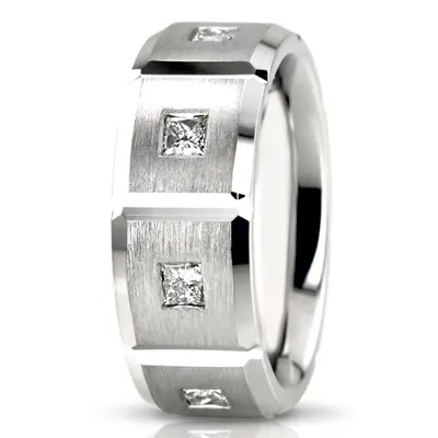 Rectangular Cut Diamond Wedding Band Set - view 3 of 4