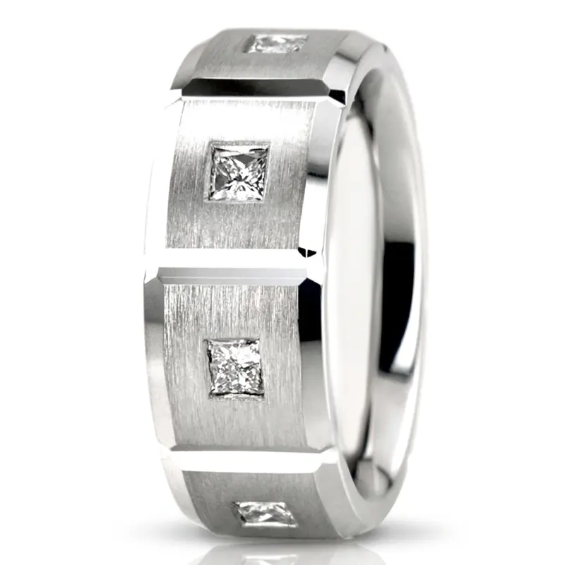 10K Rectangular-Cut-Diamond-Wedding-Band-Set - alternate view 3