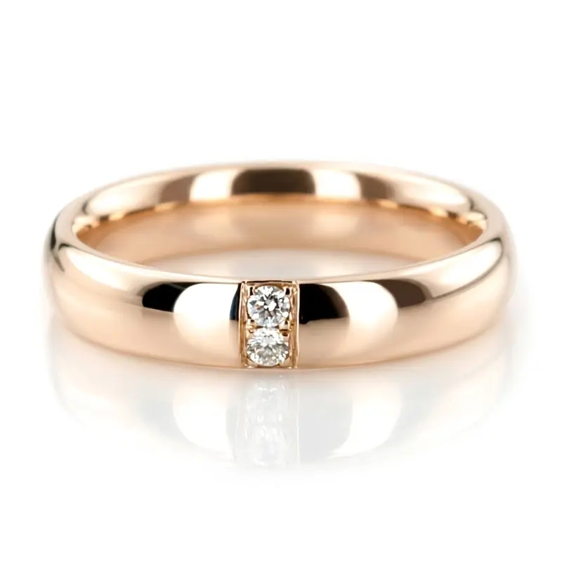 14K Double-Row-Diamond-Wedding-Band-Set - alternate view 4