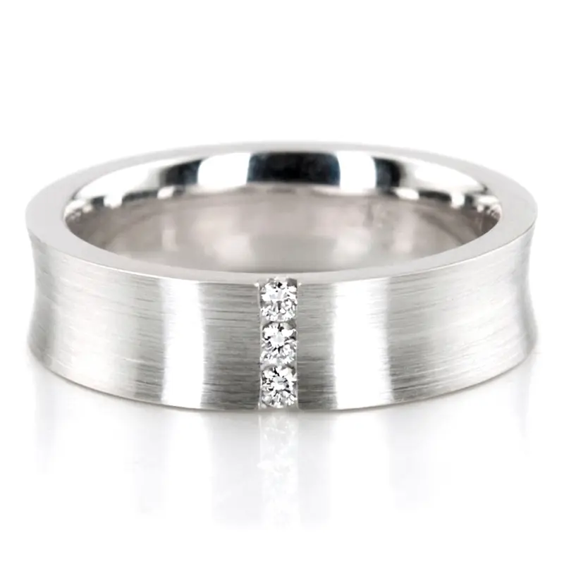 18K Concave-Three-Row-Diamond-Wedding-Band - alternate view 4