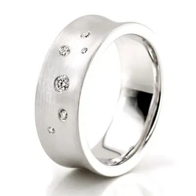 Scattered Concave Diamond Wedding Band Set - view 4 of 6