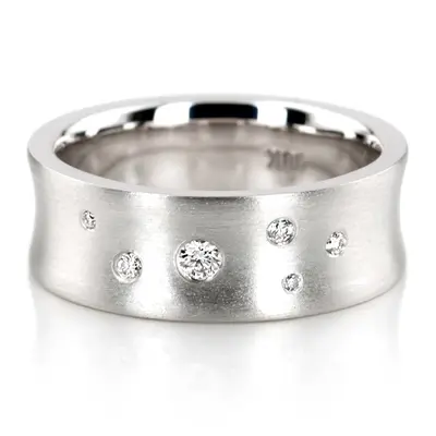 Scattered Concave Diamond Wedding Band Set - view 6 of 6